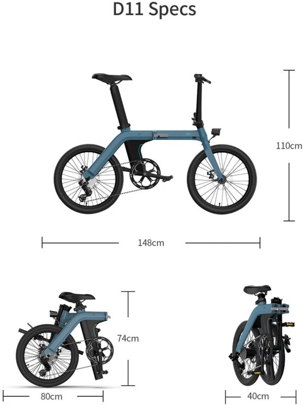 Dimensiones bicicleta plegable FIIDO D11